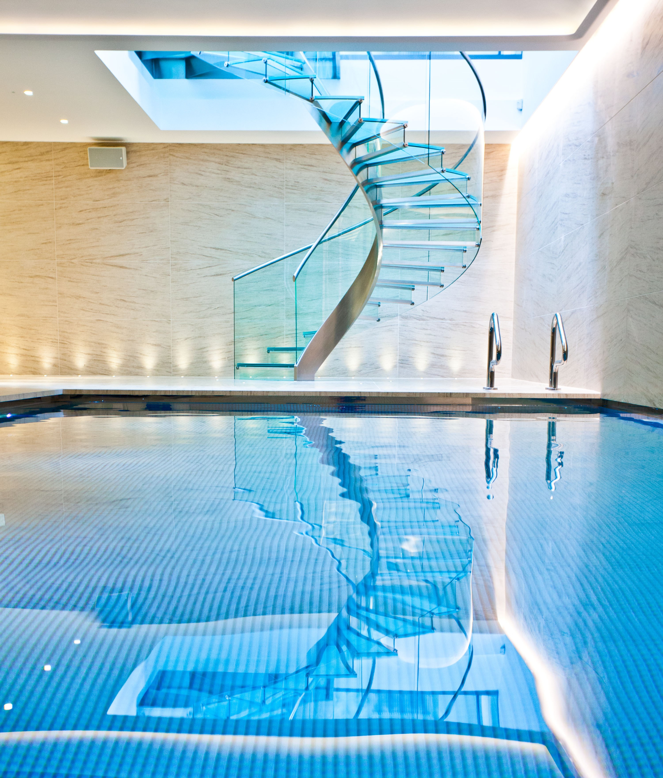Pool & Wellness Area with Spiral Staircase - Portfolio | London ...
